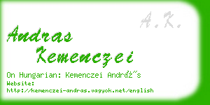 andras kemenczei business card